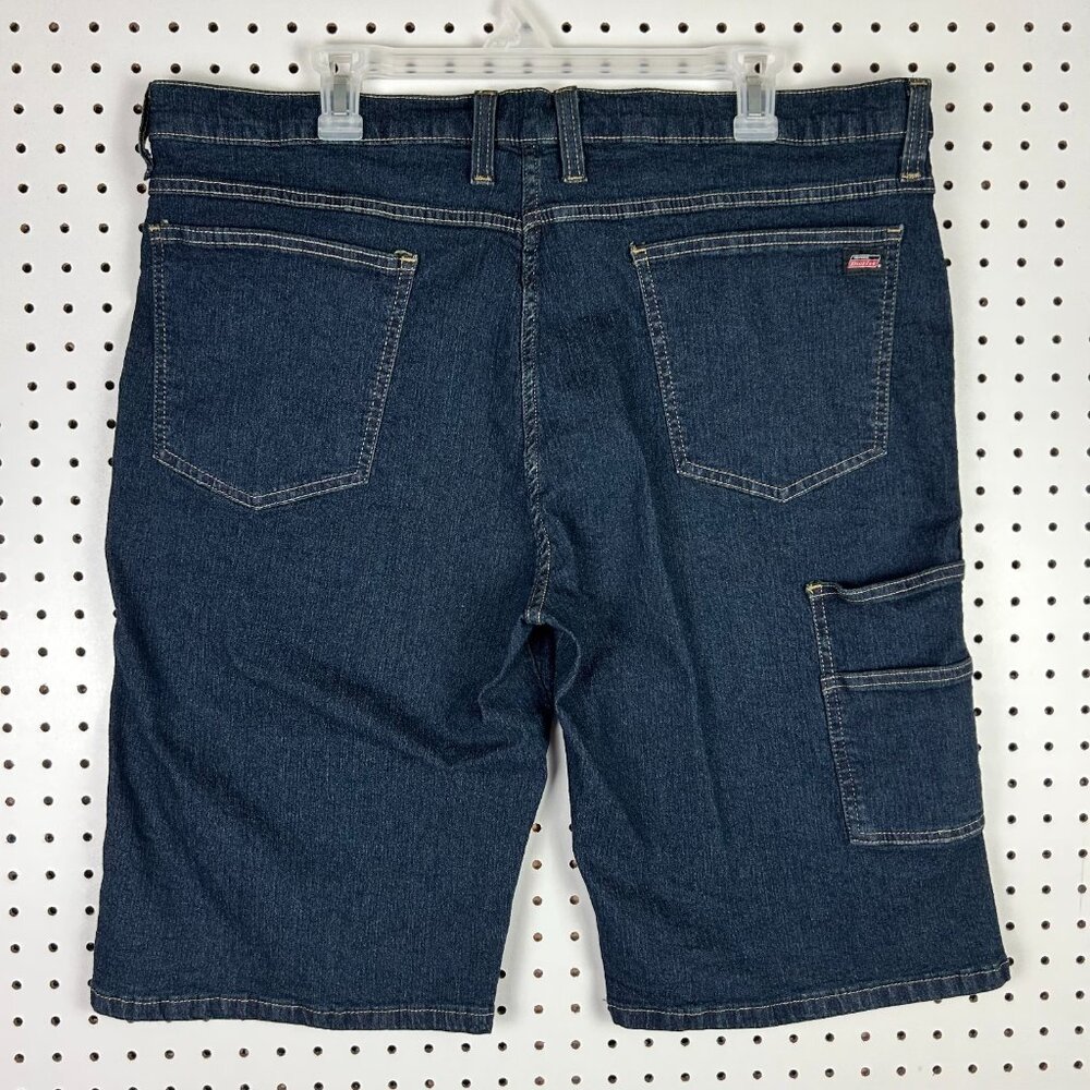 Dickies Wide Leg Denim Blue Jean Shorts Sz 38 Work Wear JNCO Skate Baggy Faded‎